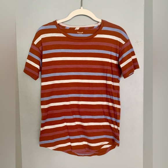 Madewell Tops - Madewell Blue and Brown Short Sleeve Tee
